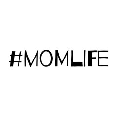 Momlife text or word. Hashtag isolated on white background. Motherhood.