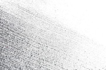Silver glitter on white background, top view