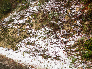 cold and snow in a mountain in la spezia