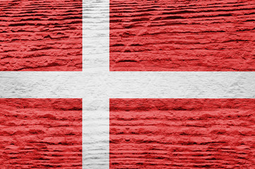 Denmark flag with wooden texture.