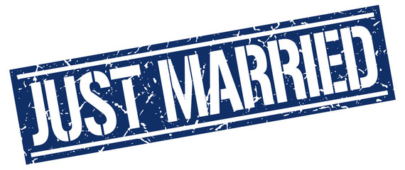 just married square grunge stamp