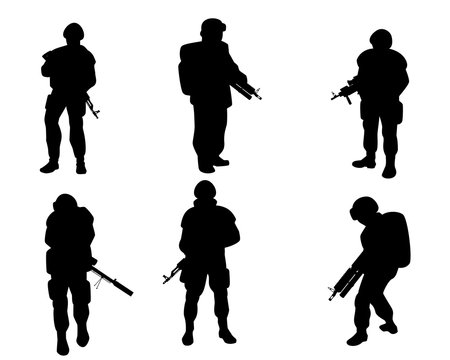 Equipped military with weapons