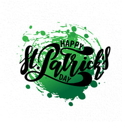 Naklejka premium Vector illustration: Handwritten elegant modern brush lettering composition of Happy St Patrick's Day