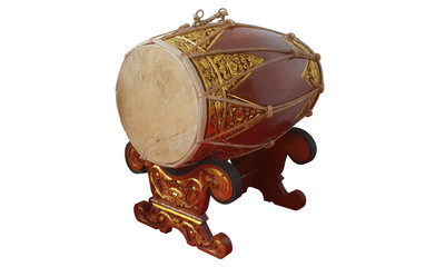 Indonesian Javanese Traditional Gamelan Music Instruments in White Isolated Background