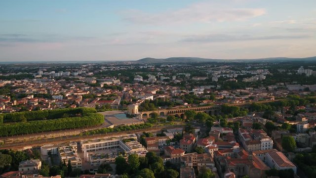 Aerial France Montpellier August 2018 Sunny Day 30mm 4K Inspire 2 Prores  Aerial video of downtown Montpellier in France on a sunny day.
