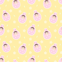 Seamless pattern happy face easter egg