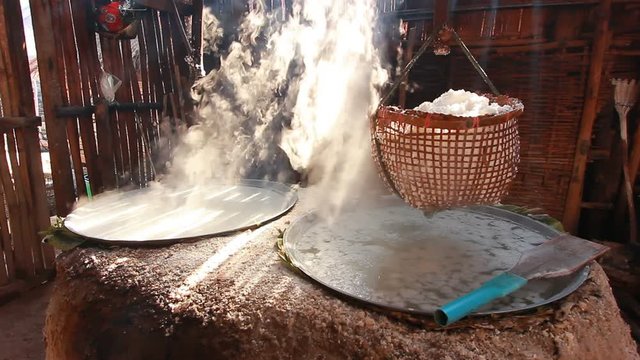 Inherit rock salt production , Bor Kluar, Nan province, Thailand