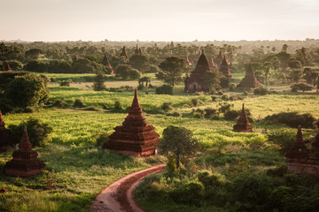 Bagan temples at sunrise