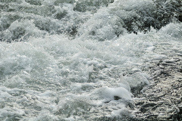 splashing water in rapids of a river