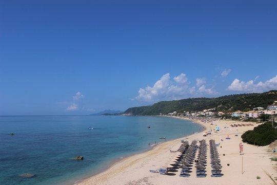 Vrachos Loutsa beach is a beautiful large sandy beach near the town of Parga in Preveza, Epirus Greece