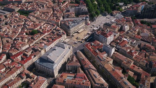 Aerial France Montpellier August 2018 Sunny Day 30mm 4K Inspire 2 Prores  Aerial video of downtown Montpellier in France on a sunny day.