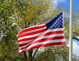 american flag waving in breeze