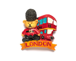 London fridge magnet isolated on white background.