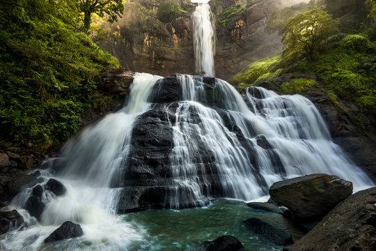 Waterfall in a Ciletuh-Palabuhanratu geopark, West Java, Indonesia