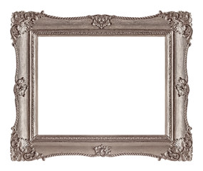 Silver frame for paintings, mirrors or photo isolated on white background