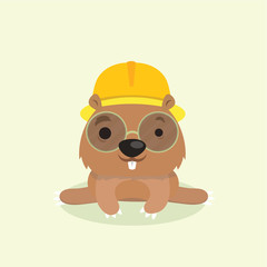 Cute happy smiling mole character.