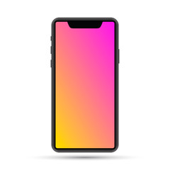 Isolated iPhone mockup. Vector phone illustration. Vector electronic device. Colorful phone template.
