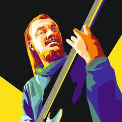 Рop art portrait of guitarist. Vector.
