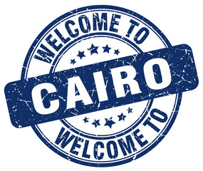 welcome to Cairo blue round vintage stamp