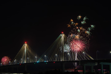 Fireworks over the Clark bridge