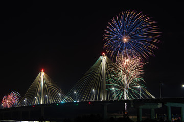 Fireworks over the Clark bridge