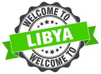 Obraz premium Libya round ribbon seal