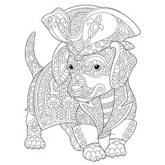 zentangle dachshund dog coloring page