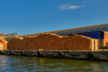 Port of Gdansk, Poland - on piles of timber for loading