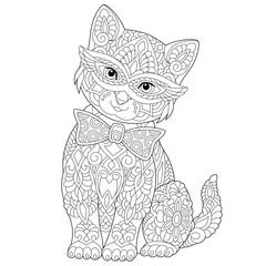 zentangle cat coloring page