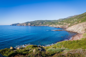 Naklejka na ściany i meble North West coastline between Bosa and Alghero, Sardinia island. Italy