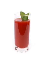 fresh tomato juice - glass with fresh tomato juice isolated on white