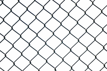 Mesh wire fence on the white background. Isolated.