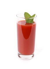 fresh tomato juice - glass with fresh tomato juice isolated on white