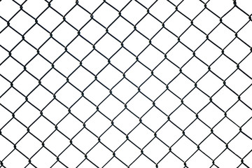 Mesh wire fence on the white background. Isolated.