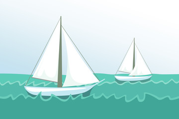 Fototapeta premium Two sailboats crossing the sea