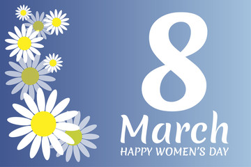 March 8. Happy Women's Day. Design for postcards. Vector. Background. Texture.