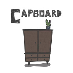 Kitchen cupboard cabinet with drawers isolated on white background.