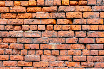 Close up of a old red brick wall