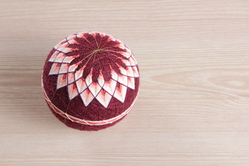 Japanese traditional toys 'Temari' ball. Beautiful temari balls. Handicraft ball in authentic Japanese style