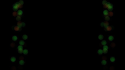 Abstract background with a variety of colorful snowflakes. Big and small.