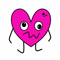 Funny cute pink chaotic heart character cartoon