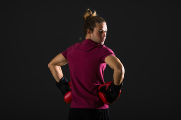 Sport man with boxing gloves