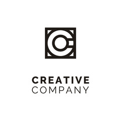Initial Letter C logo design using circle and square