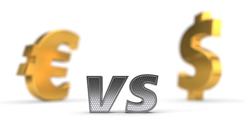 economic war concept. euro versus dollar. 3d illustration