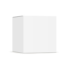 Cube box mockup isolated on white background - side view. Vector illustration
