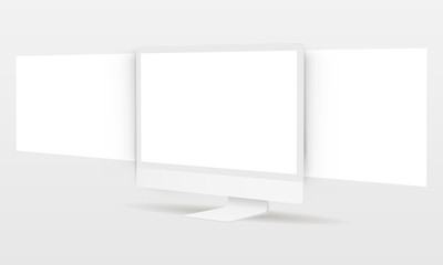 PC monitor with blank framework web pages. Mockup for responsive web-design or showing screenshots. Vector illustration