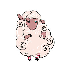 Lucky sheep vector illustration isolated on white.