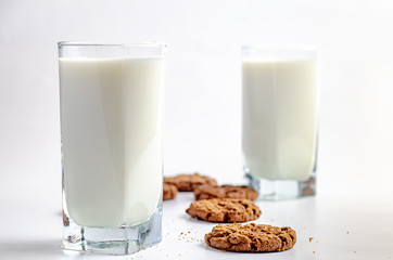 chocolate chip cookies and glass of milk