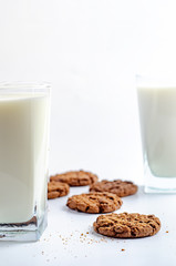 chocolate chip cookies and glass of milk