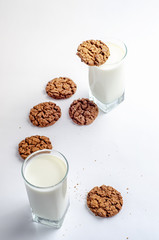 chocolate chip cookies and glass of milk